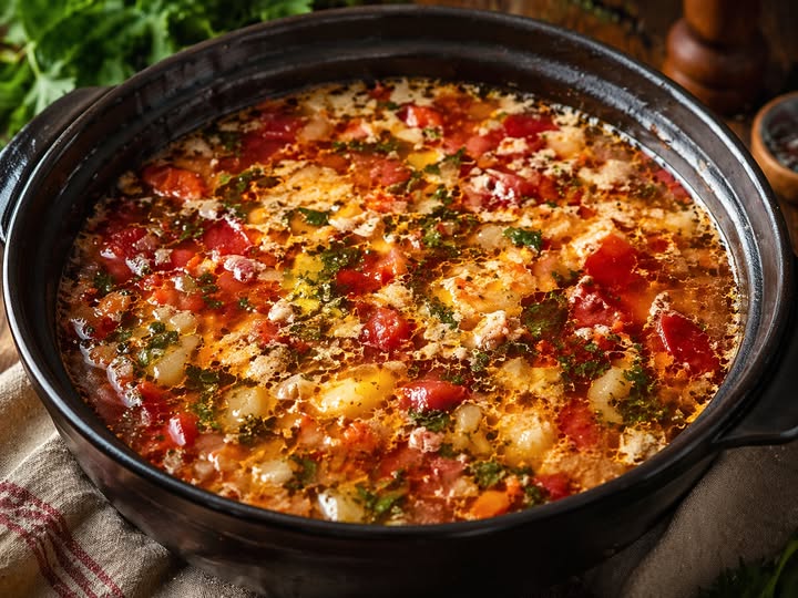 Ciorba de loboda cu galuste de branza feta