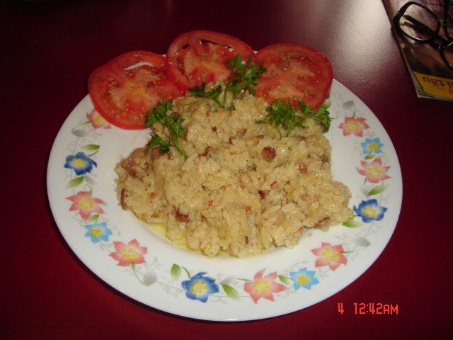 Risotto cu bacon si smantana