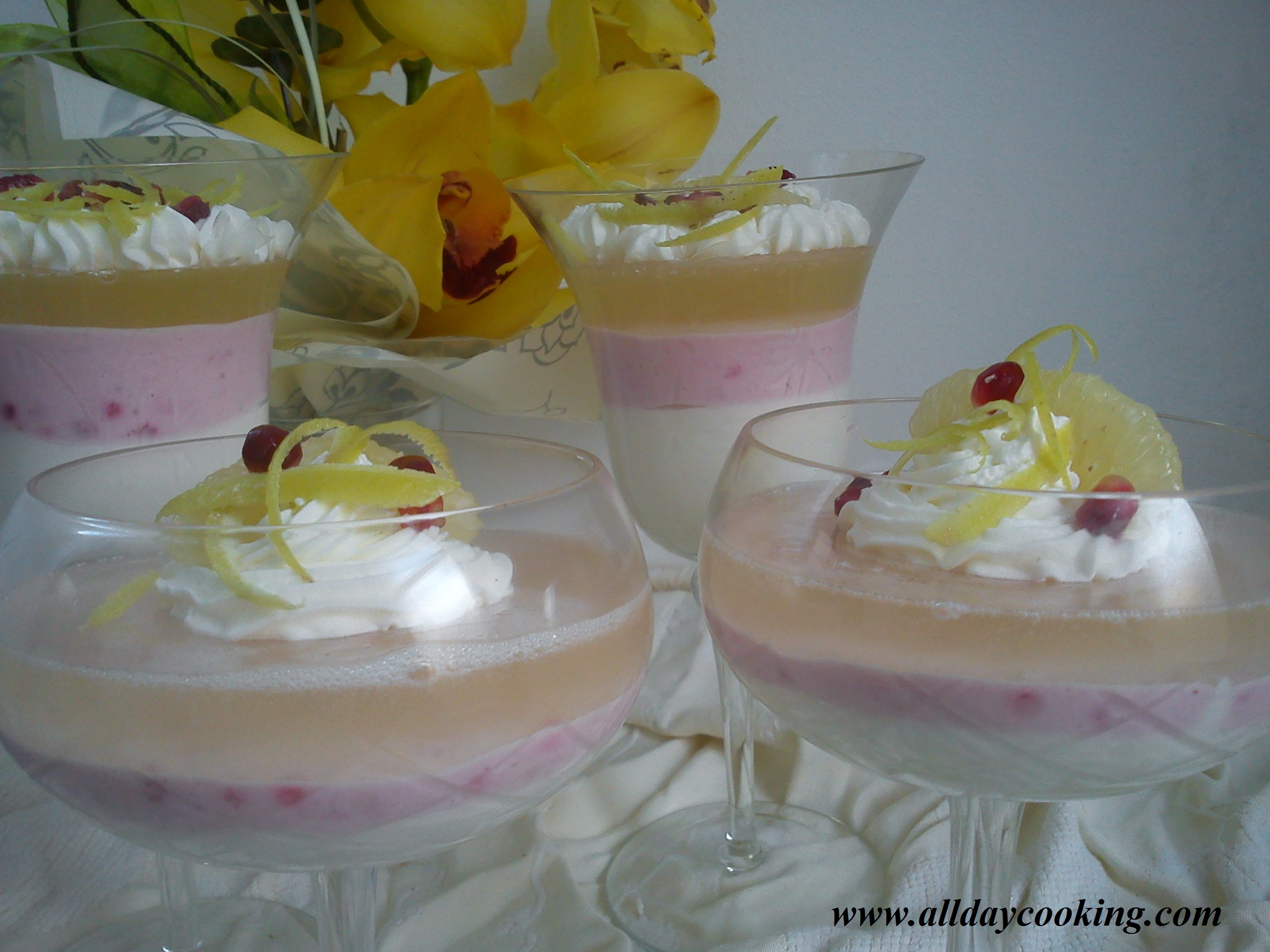 Mousse de sweetie si zmeura cu jeleu de sampanie