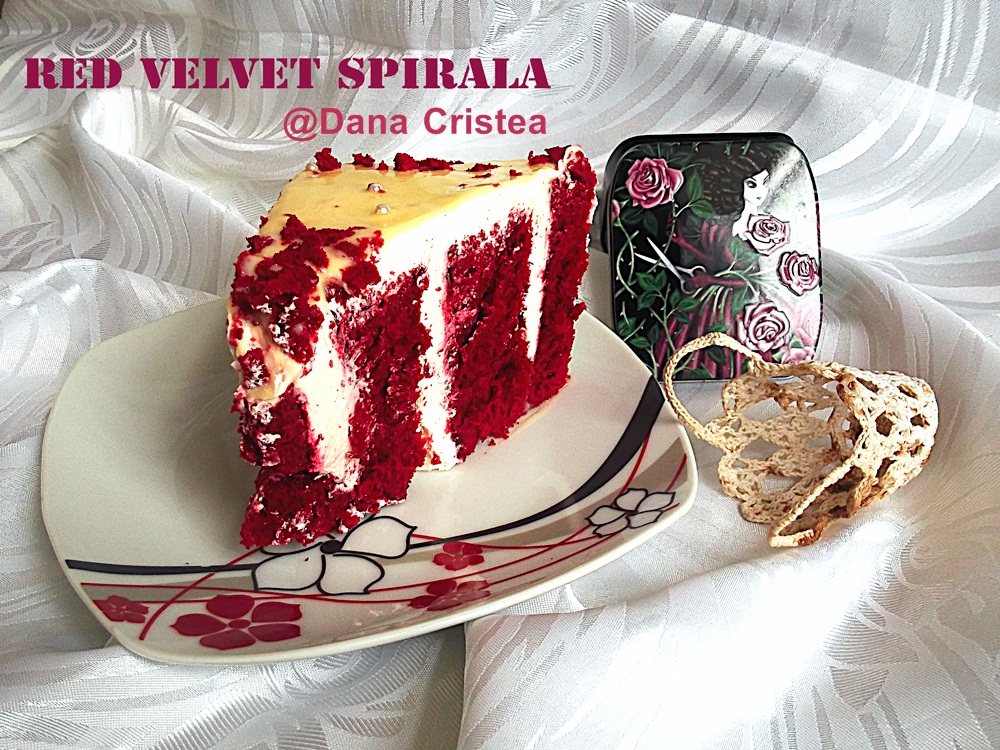 Tort Red Velvet Spirala cu crema ganache