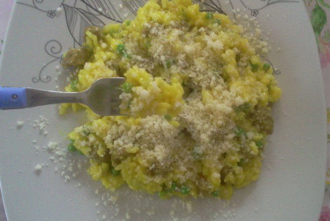 Risotto galben cu carnati proaspeti si mazare