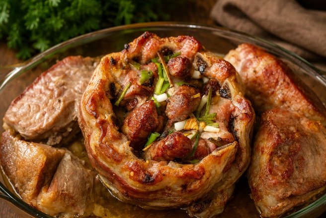 Scarita de porc-cosulet, cu carnati de plescoi