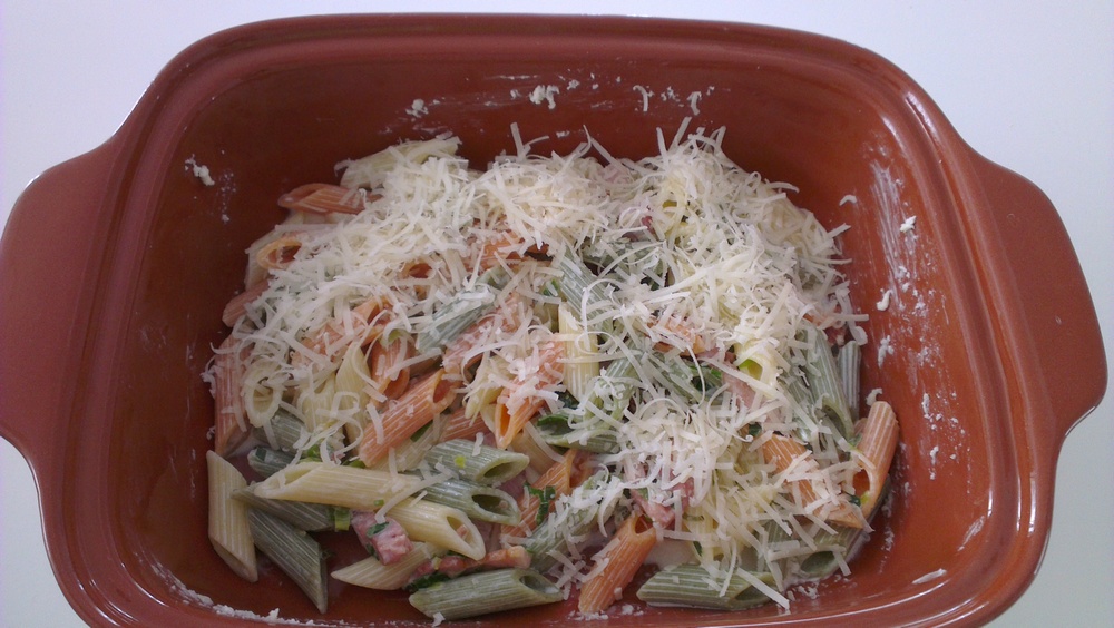 Penne cu bacon al forno