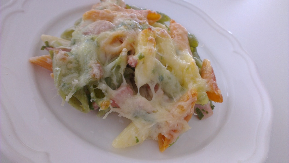 Penne cu bacon al forno