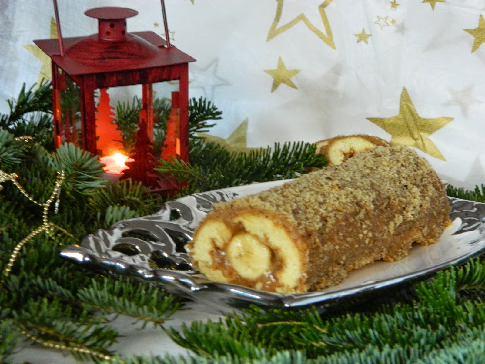 Rulada cu crema caramel si banana