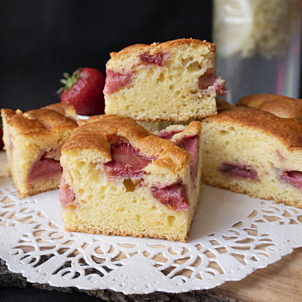 Desert prajitura pufoasa cu capsuni