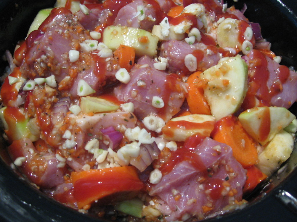 Tocana de legume cu carne de porc la slow cooker Crock-Pot