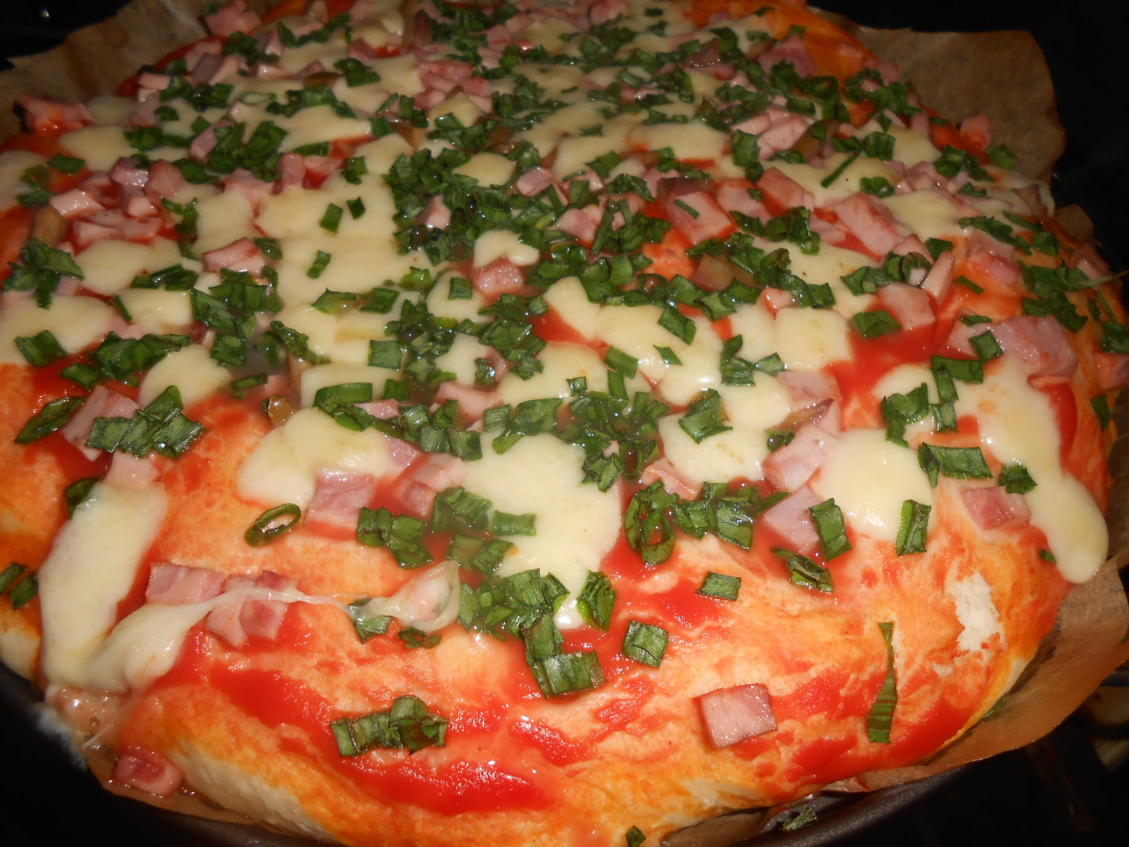 Pizza cu ceapa verde