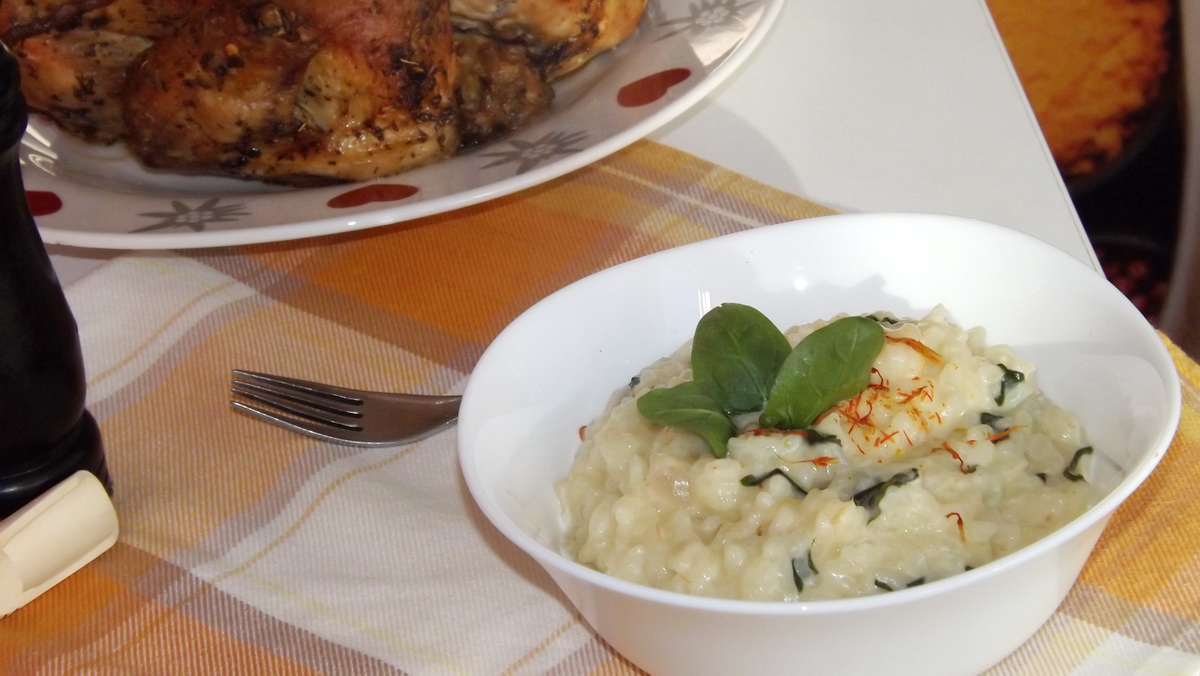 Risotto cremos cu sofran si baby spanac