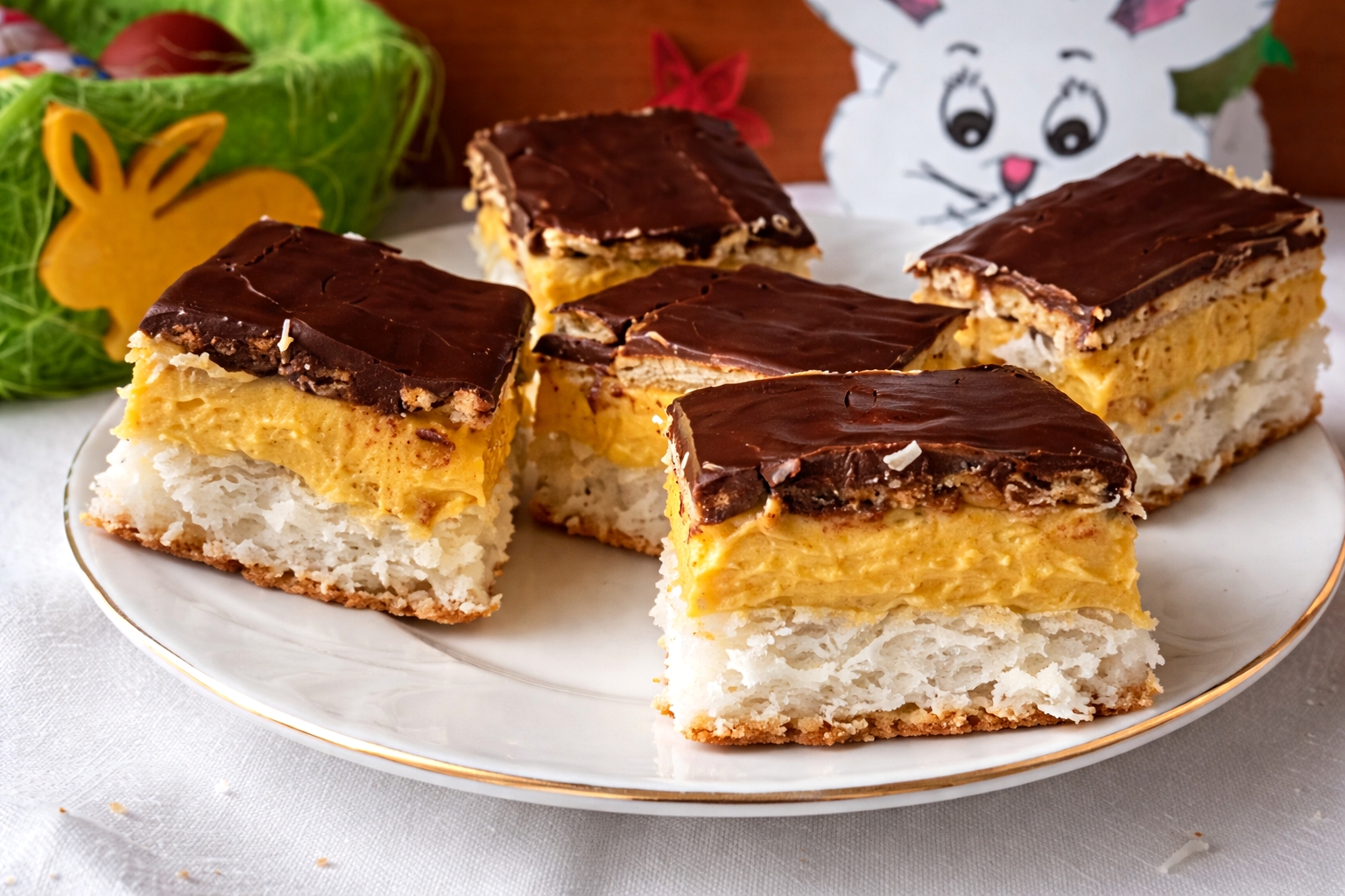 Desert prajitura cu nuca de cocos si crema de vanilie