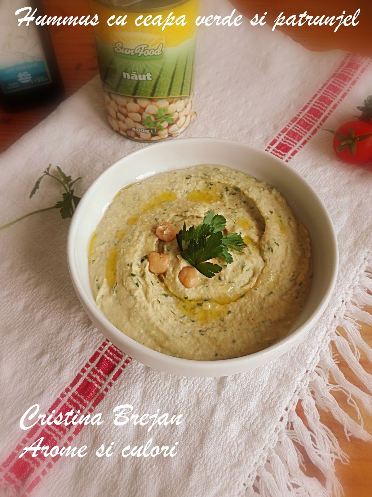 Hummus cu ceapa verde si patrunjel