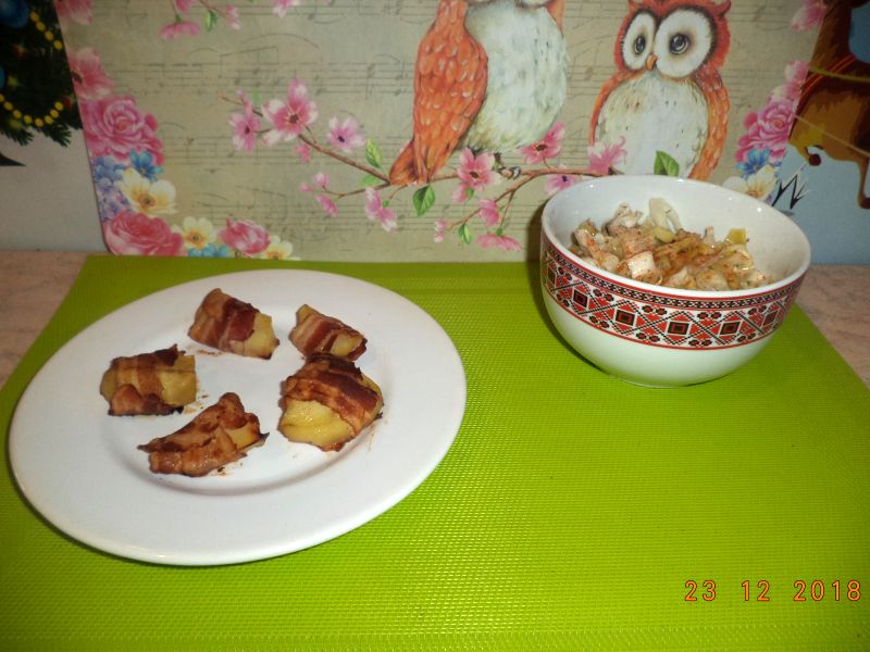 Cartofi inveliti in mantie de bacon