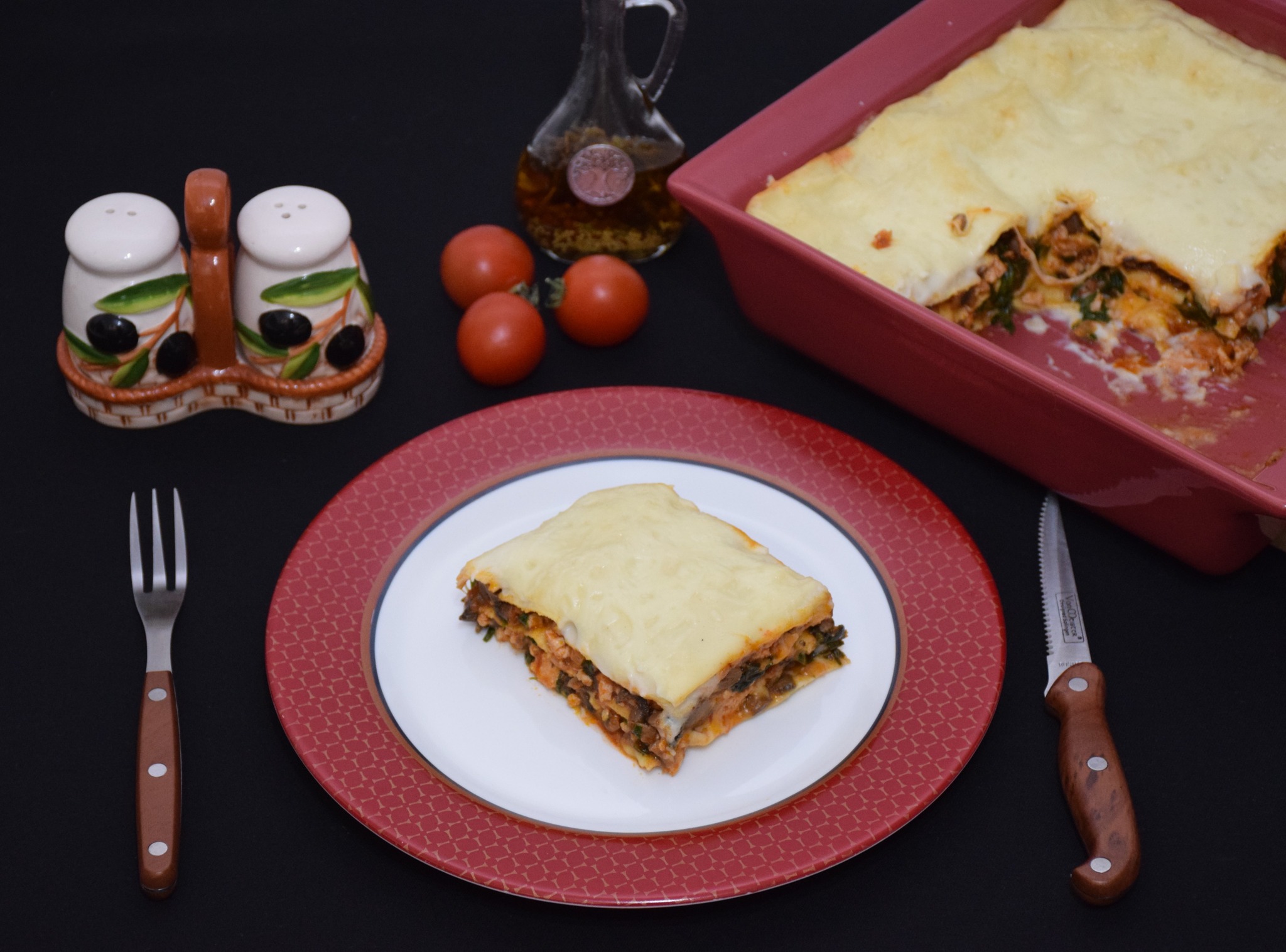 Reteta de lasagna cu carne de curcan, ciuperci si spanac